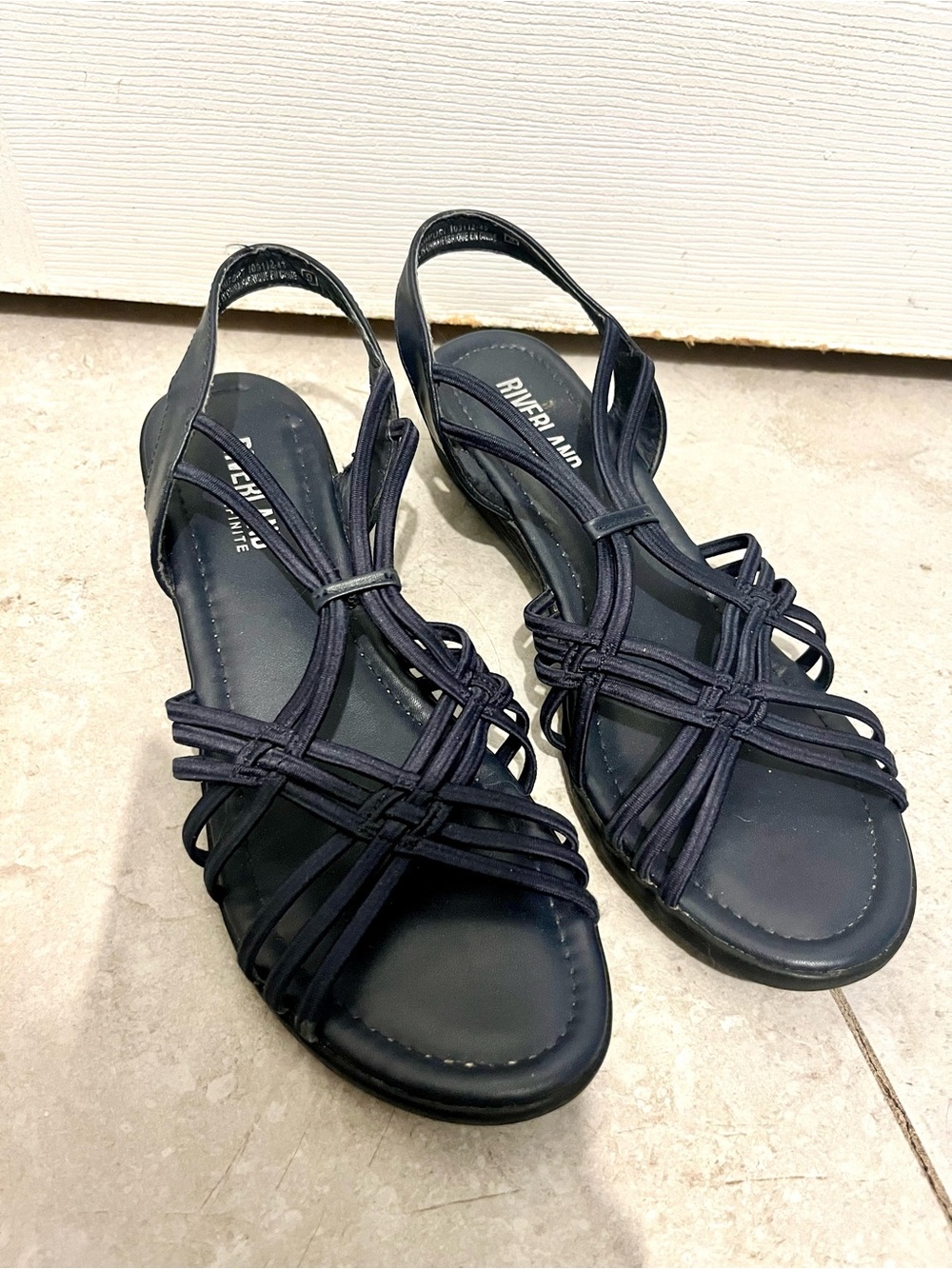 Riverland Infinite Jazmine Comfort Elastic Strap Wedge Sandals Size 9 Blue